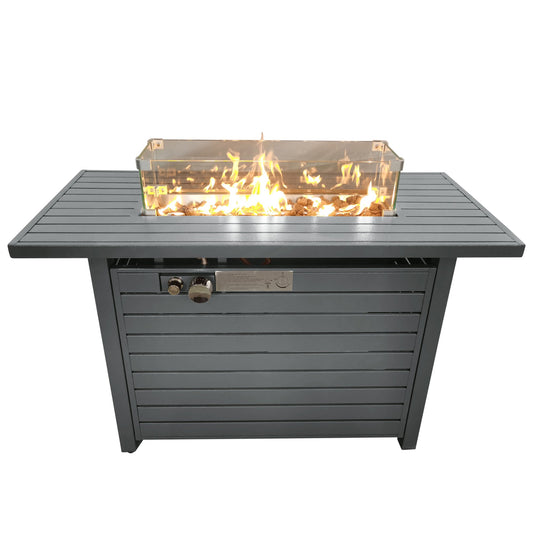 Mondawe 11Inch  H x 42Inch  L Steel Propane Outdoor Fire Pit Table with Lid