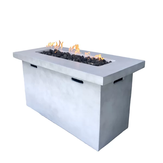 Mondawe White 25Inch H x 42Inch W Fiber Reinforced Concrete Propane Outdoor Fire Pit Table