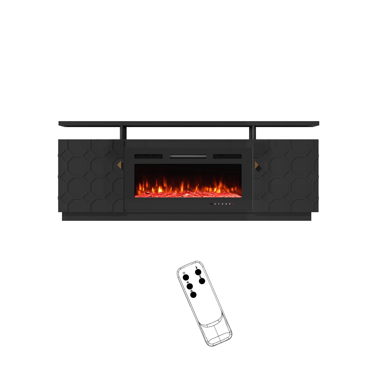 Mondawe 70Inch TV Stand with 36Inch Electric Fireplace With Remote Control,White