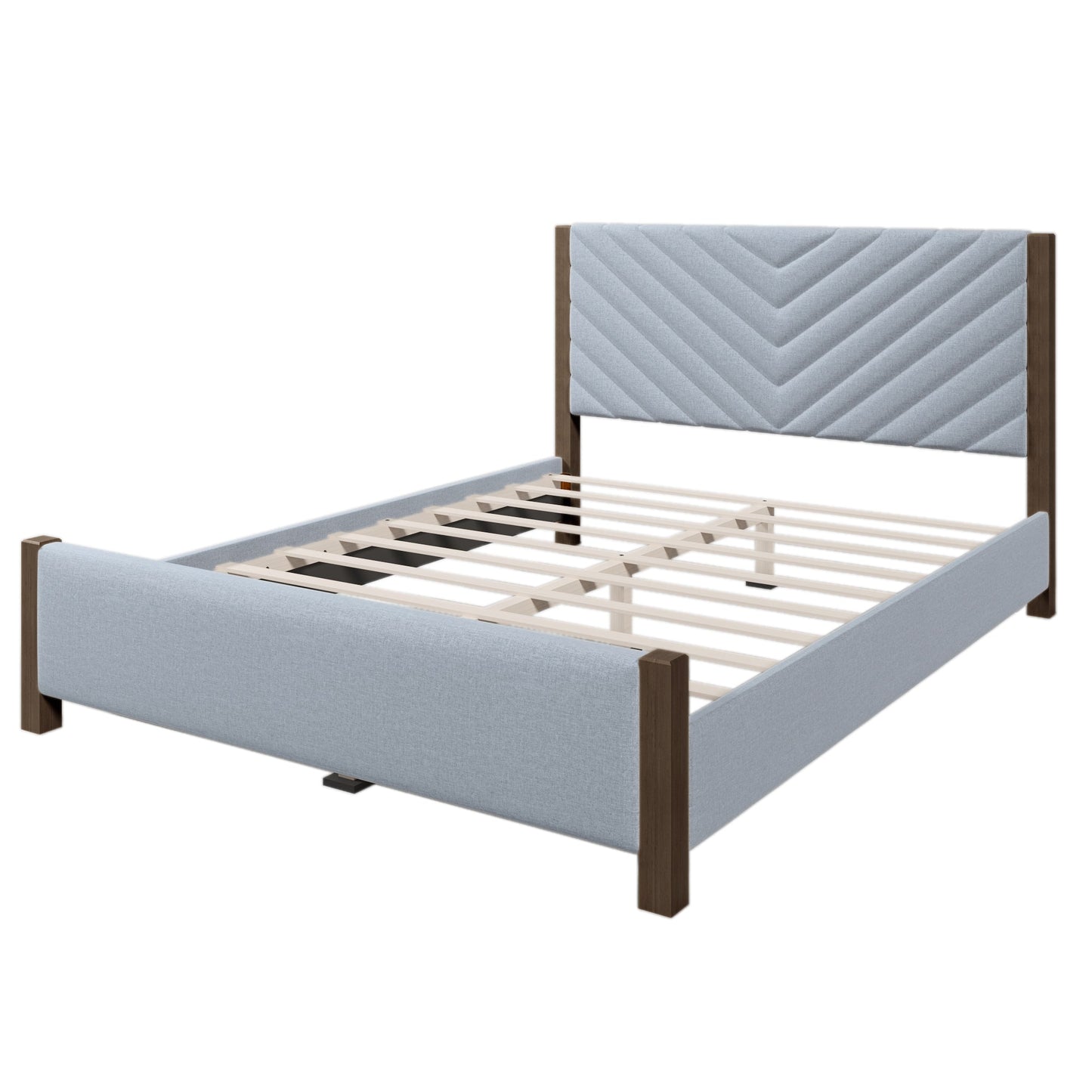 Mondawe Modern Mid-Century Queen Upholstered Platform Bed Frame,No Box Spring Needed Bed Frame