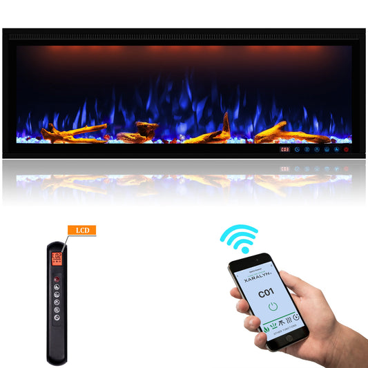 Mondawe 50Inch Smart Electric Fireplace, 1500W, Sgs-Certified With Overheat Protection