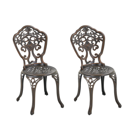 MONDAWE Outdoor Dining Chairs Cast Aluminum Bistro Chairs Antique Chairs for Lawn, Porch (Set of 2)