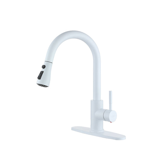 Mondawe pull down kitchen faucet,White