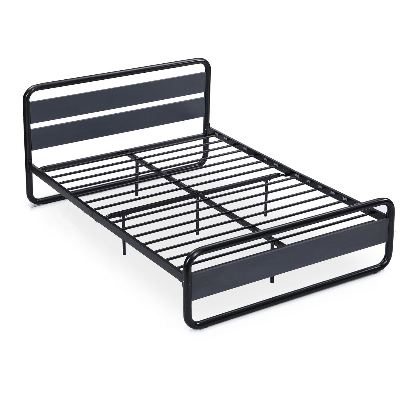 MONDAWE Queen Bed Frame/Mattress Foundation with Rustic Headboard and Footboard, Strong Steel Slat Support