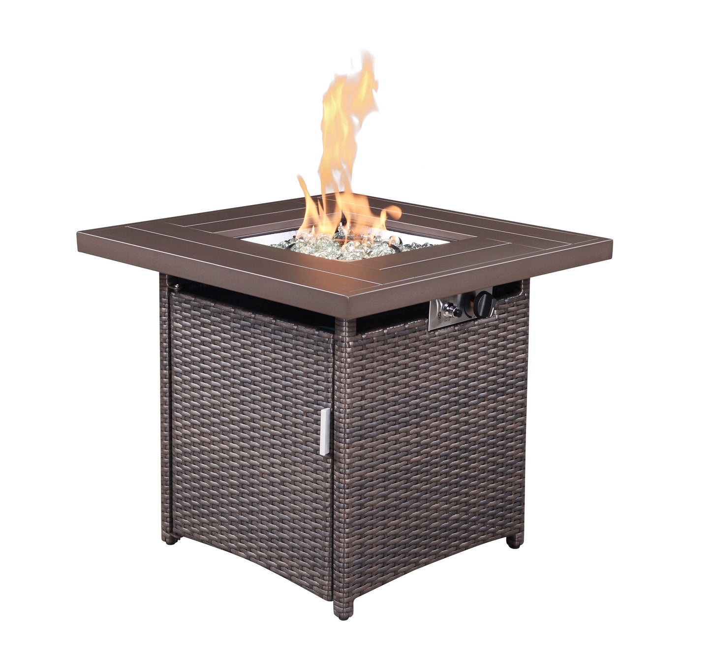 MONDAWE 28-in Outdoor Wicker Patio Propane Gas Fire Pit Table,Brown