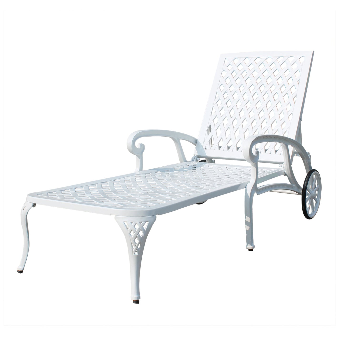 MONDAWE Reclining Outdoor Cast Aluminum Chaise Lounger with Wheels(set of 2£©