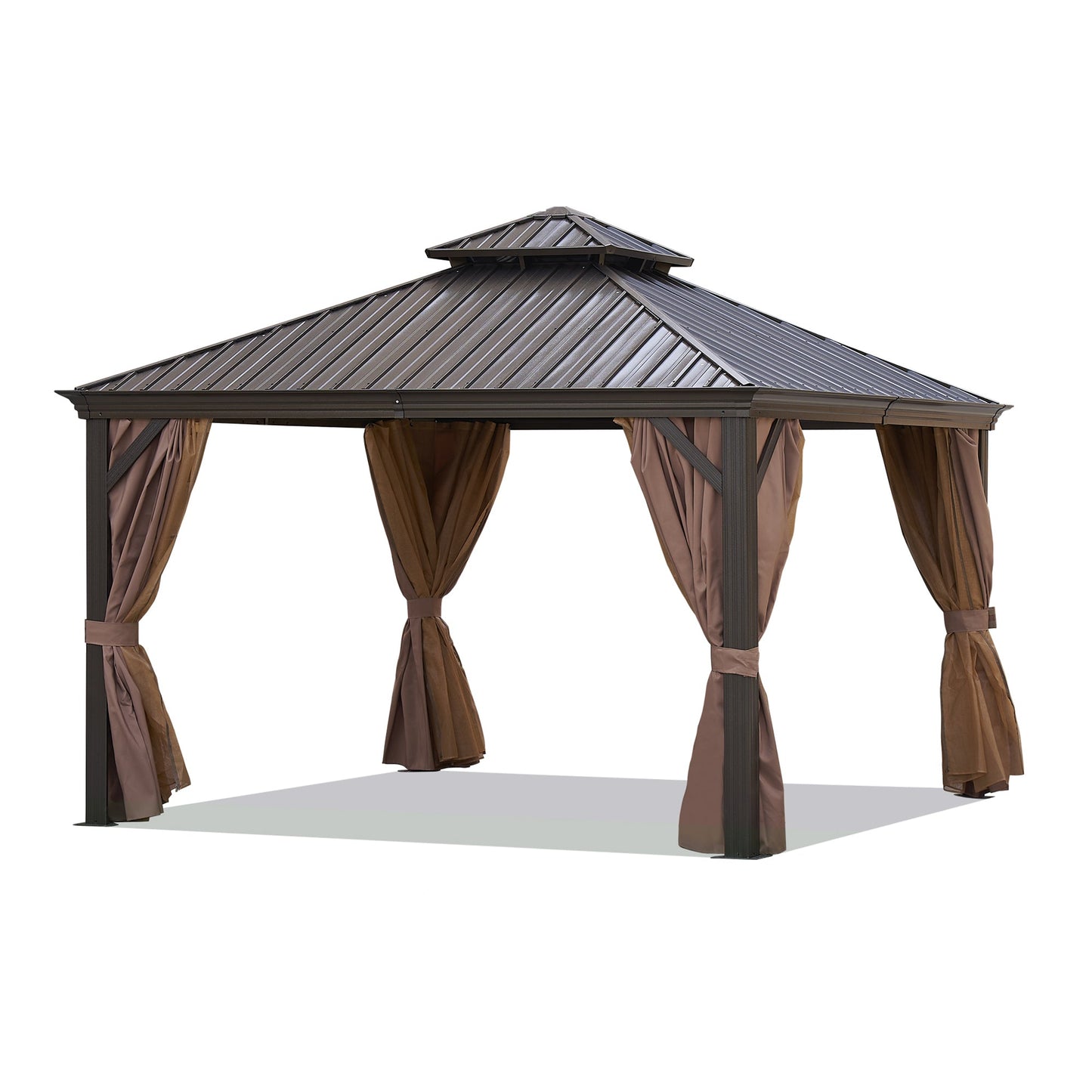 MONDAWE 12x12ft Patio Gazebo Alu Gazebo with Steel Canopy Outdoor Permanent Hardtop Gazebo Canopy for Patio, Garden, Backyard