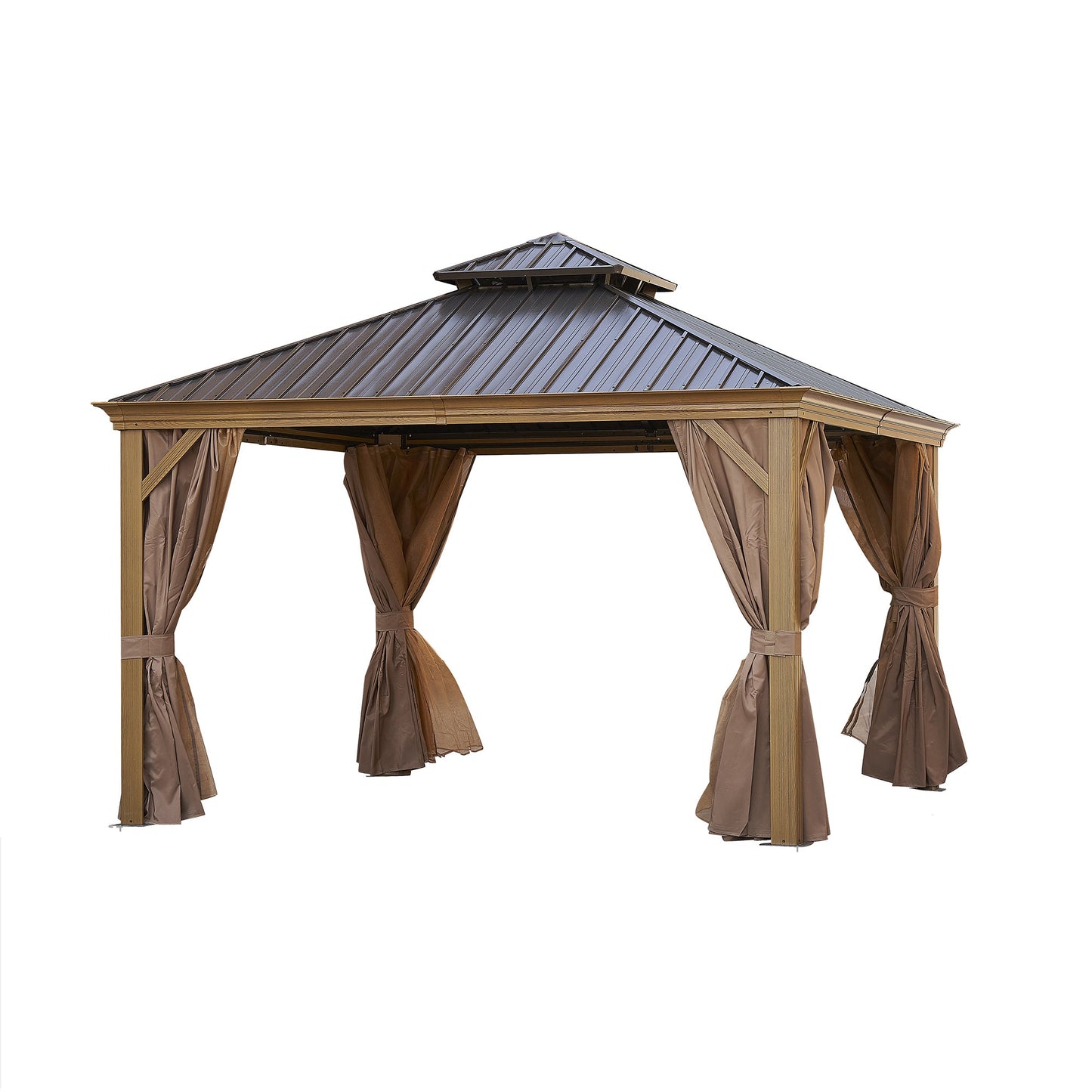 MONDAWE 12x12ft Patio Gazebo Alu Gazebo with Steel Canopy Outdoor Permanent Hardtop Gazebo Canopy for Patio, Garden, Backyard