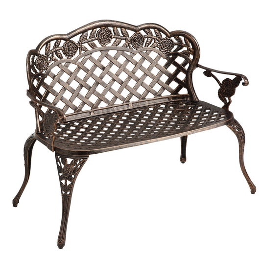 MONDAWE Hollow back Patten Metal Patio Bench Lounge Chair in Bronze