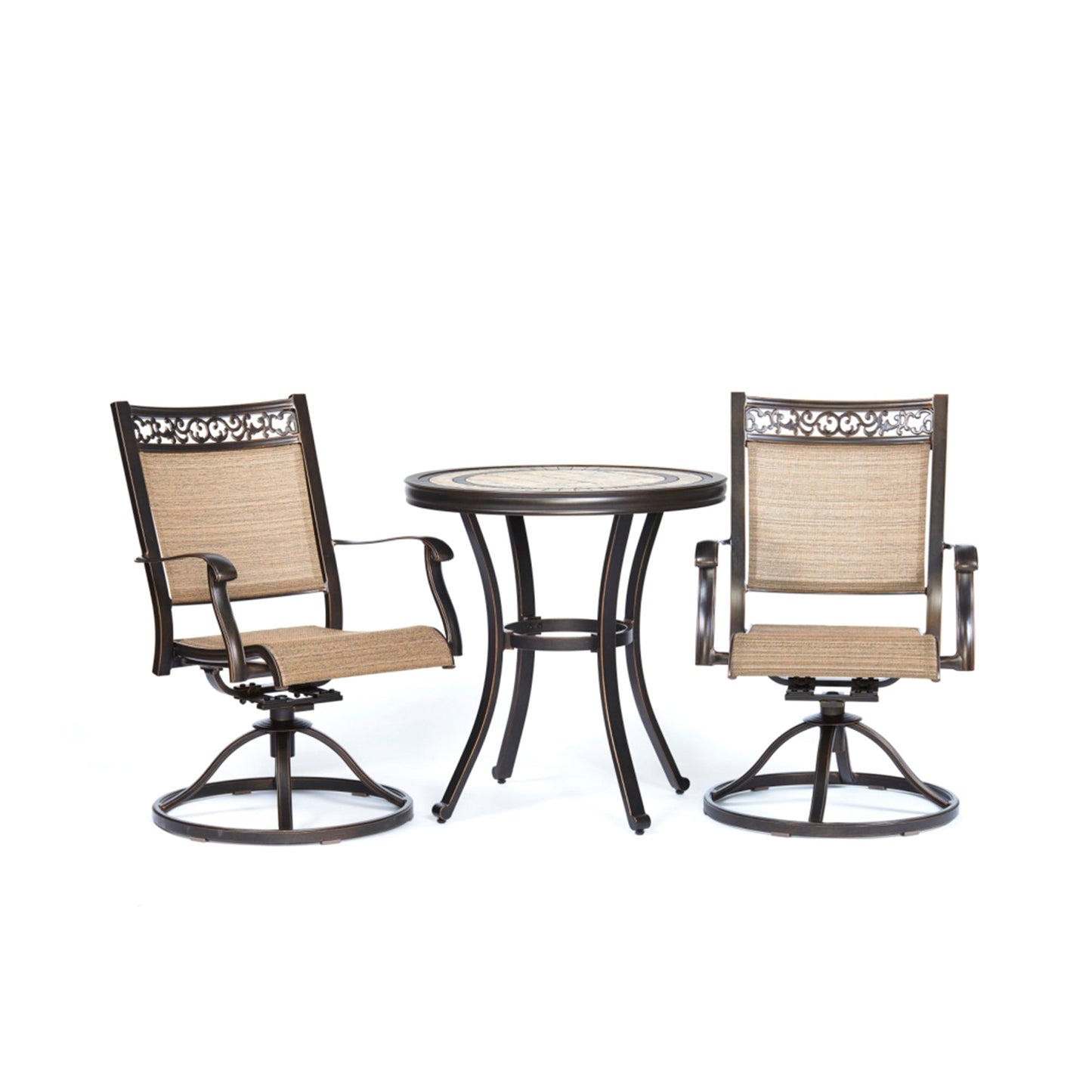 MONDAWE 3-Piece Patio Dining Set Cast Aluminum Bistro Set Round 28 in H Table and 2 Swivel Chair