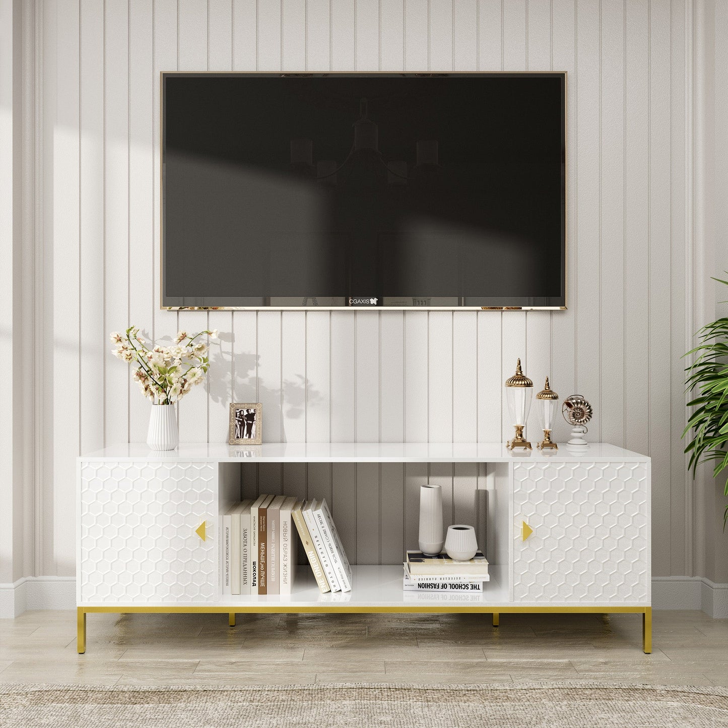 Mondawe 70Inch TV Stand with Storage,Black