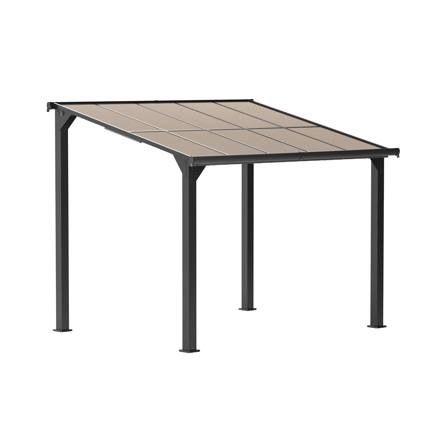 Mondawe 8 x 10 Ft Outdoor Gazebo, Awnings for Patios with Sunlight Panels, Top Lean to Pergola