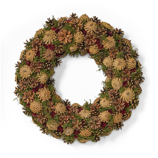 18 inch PINE CONE WREATH-natural