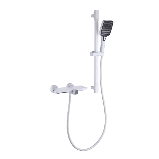 Mondawe White 2-Functiom Tub and Shower Faucet with Rough-in Value and 4.93GPM Waterfall Spout