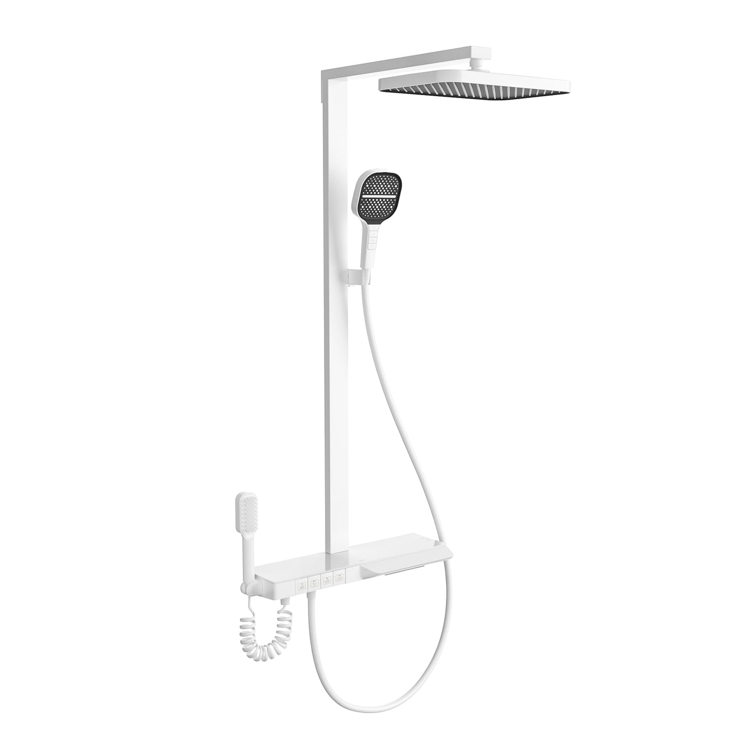 Mondawe White 4-Functiom Shower Faucet System Set with Handheld Spray (Rough-in Value Included)