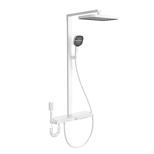 Mondawe White 4-Functiom Shower Faucet System Set with Handheld Spray (Rough-in Value Included)