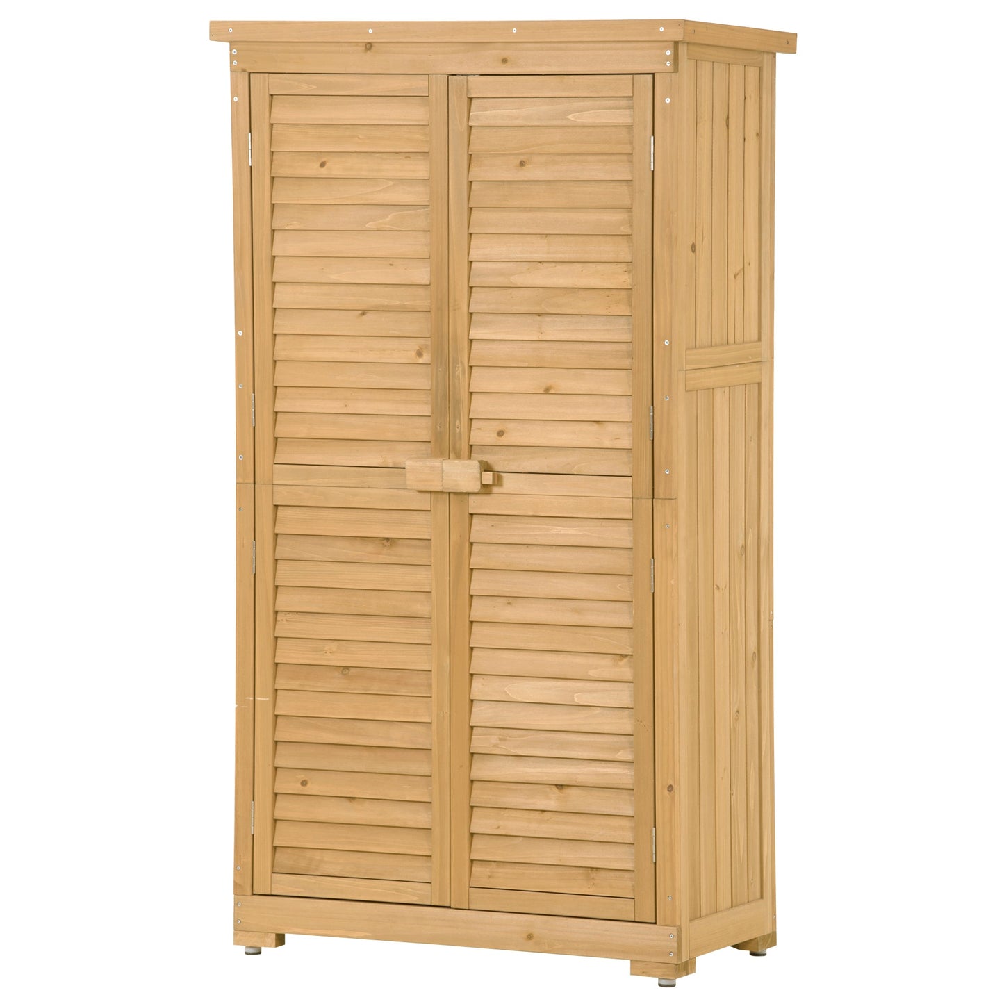 MONDAWE Garden Shed 3-Tier Patio Storage Cabinet Outdoor Organizer Wooden Lockers With Fir Wood