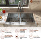 33 inch Farmhouse Apron Front 33-in x 22-in Brushed Stainless Steel Double Bowl Kitchen Sink