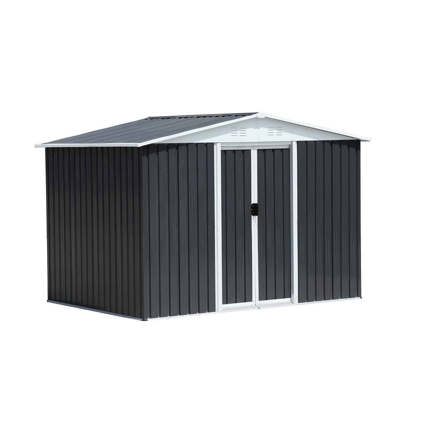 Mondawe Outdoor Storage Garden Bike Shed 8x6 Feet Apex Roof With Aluminum Alloy Frame and Sliding Door