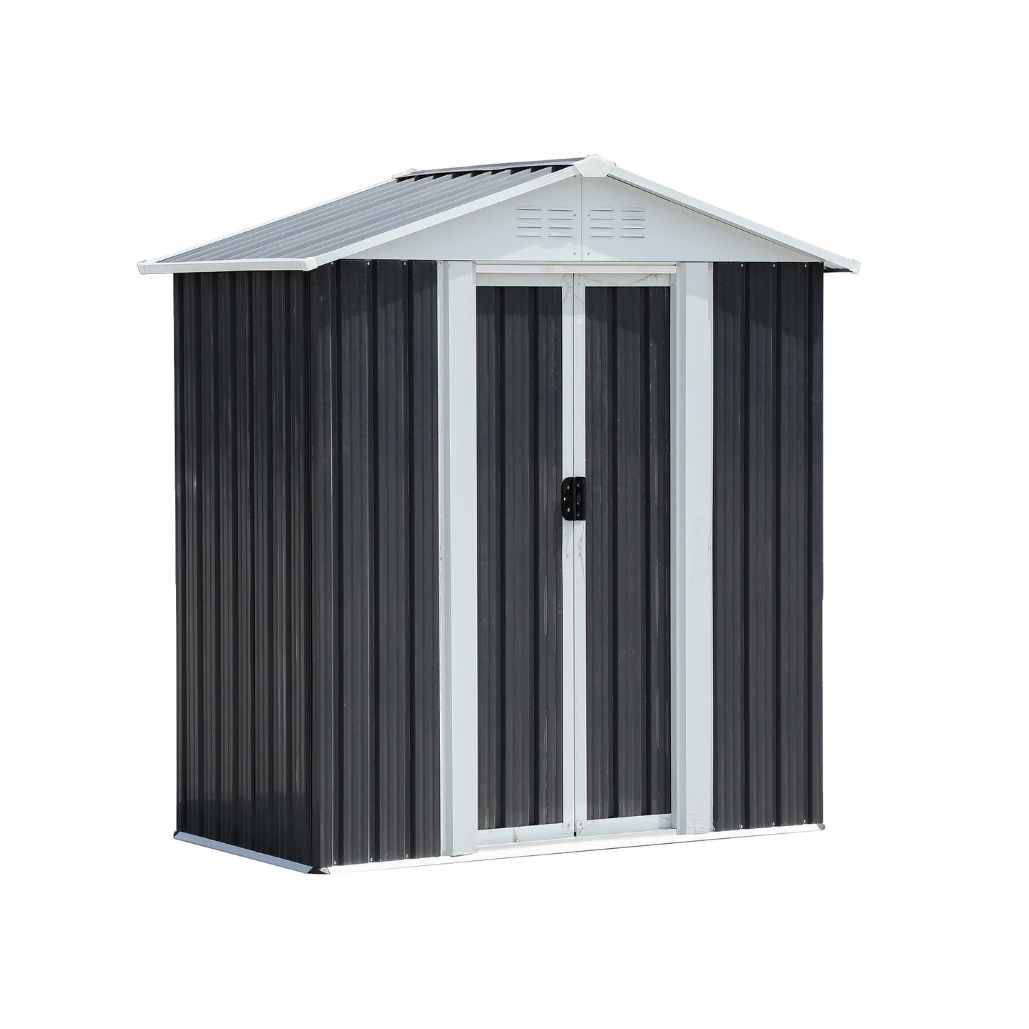 Mondawe Outdoor Waterproof Garden Tool Storage Sheds 5FTx3FT Apex Roof Grey With Aluminum alloy frame And Sliding doors