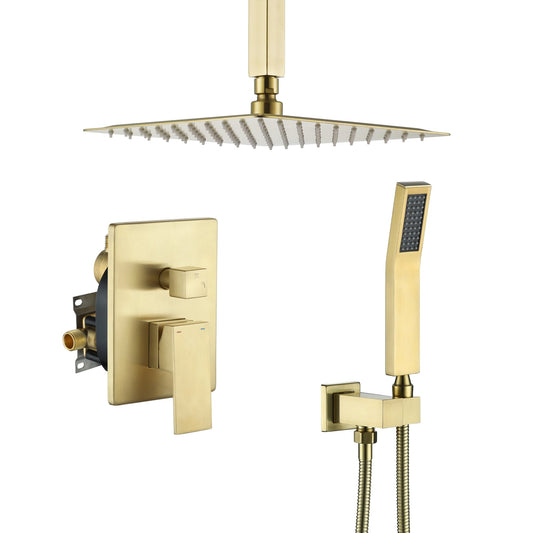 Mondawe 2-Function 10-In Ceiling Mounted Shower System (Brushed Gold)