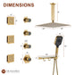 12in Thermostatic Ceiling Mount 3 Functions Shower System with Body Jets and Storage Shelf