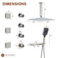 12in Thermostatic Ceiling Mount 3 Functions Shower System with Body Jets and Storage Shelf