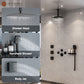 12in Thermostatic Ceiling Mount 3 Functions Shower System with Body Jets and Storage Shelf