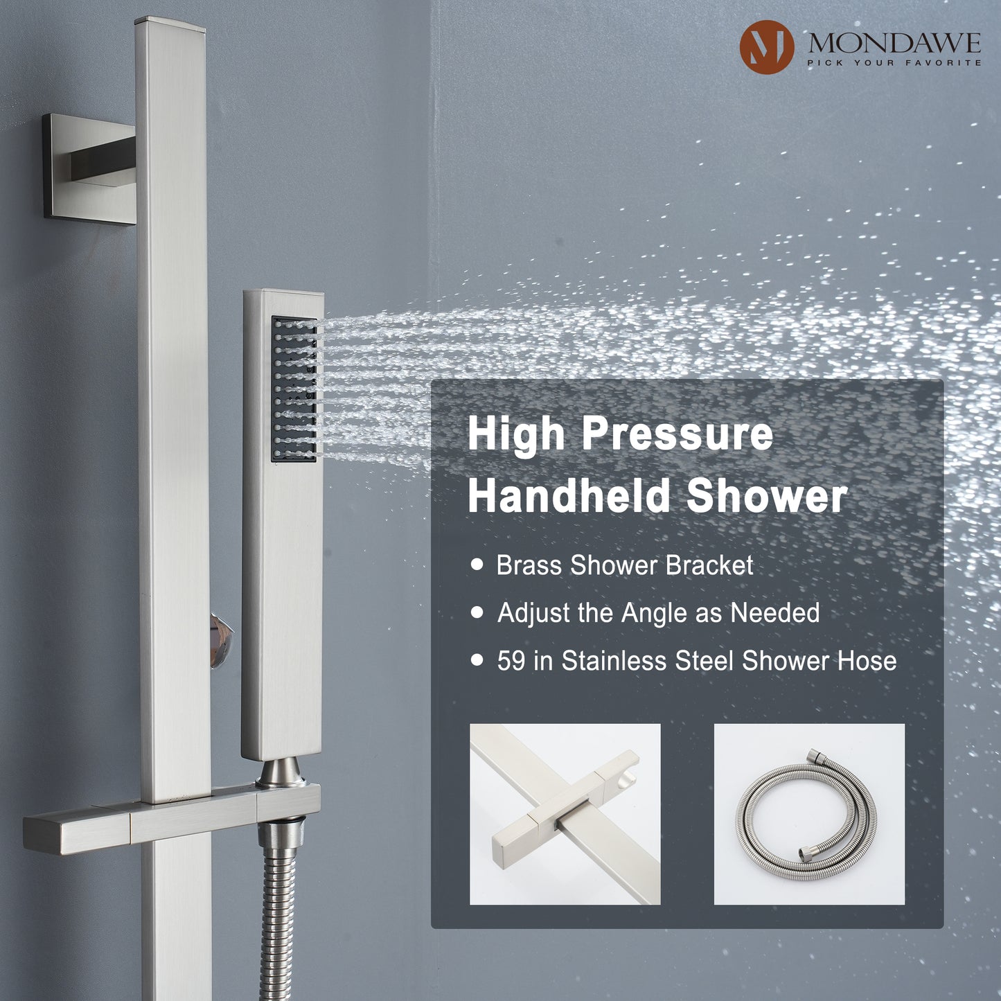 16in Ultra Thin Luxury Thermostatic Mist Shower Head 6 brass Body jets Shower Set