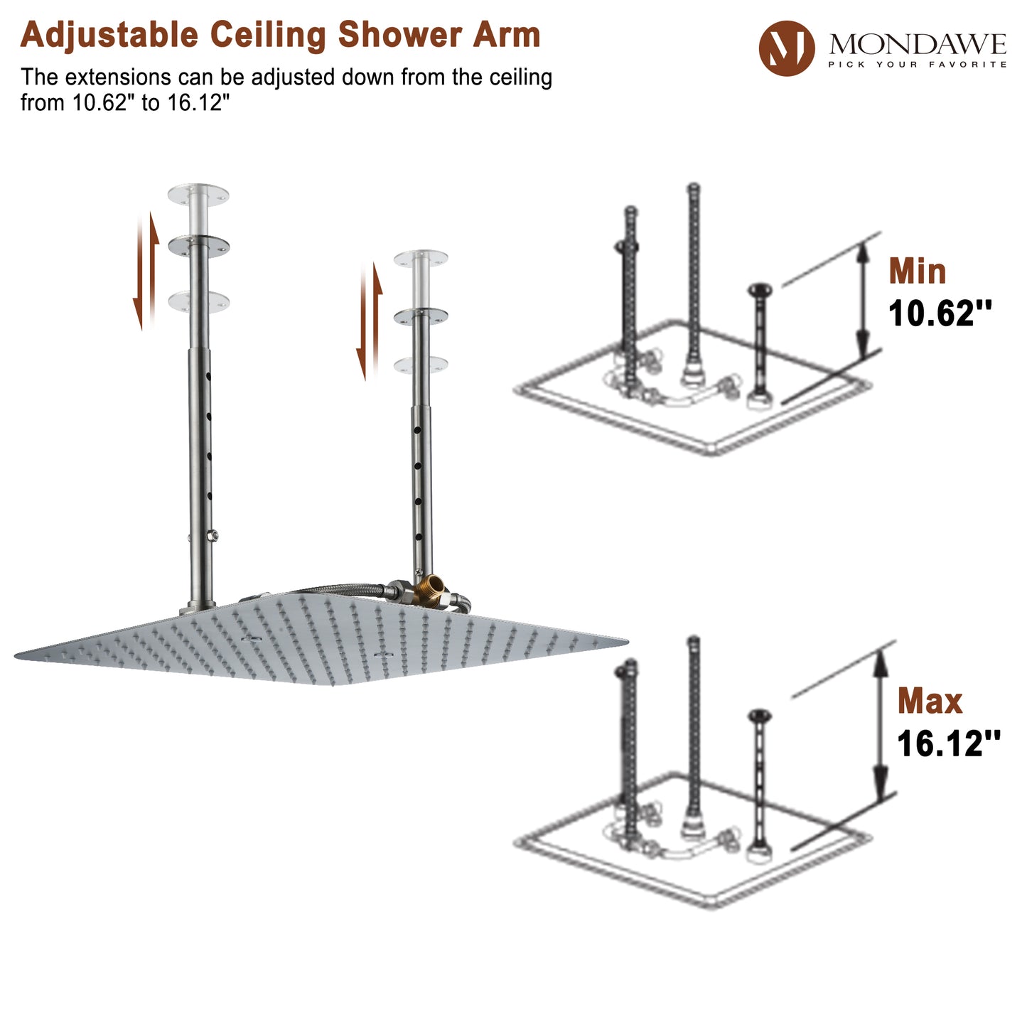 16in Ultra Thin Luxury Thermostatic Mist Shower Head 6 brass Body jets Shower Set