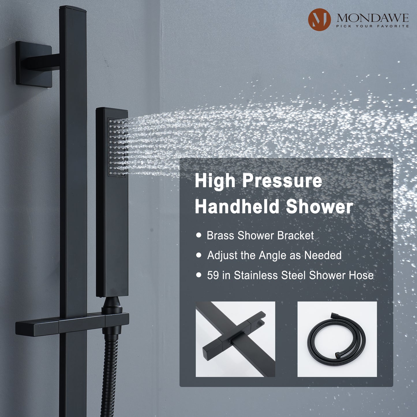 16in Ultra Thin Luxury Thermostatic Mist Shower Head 6 brass Body jets Shower Set