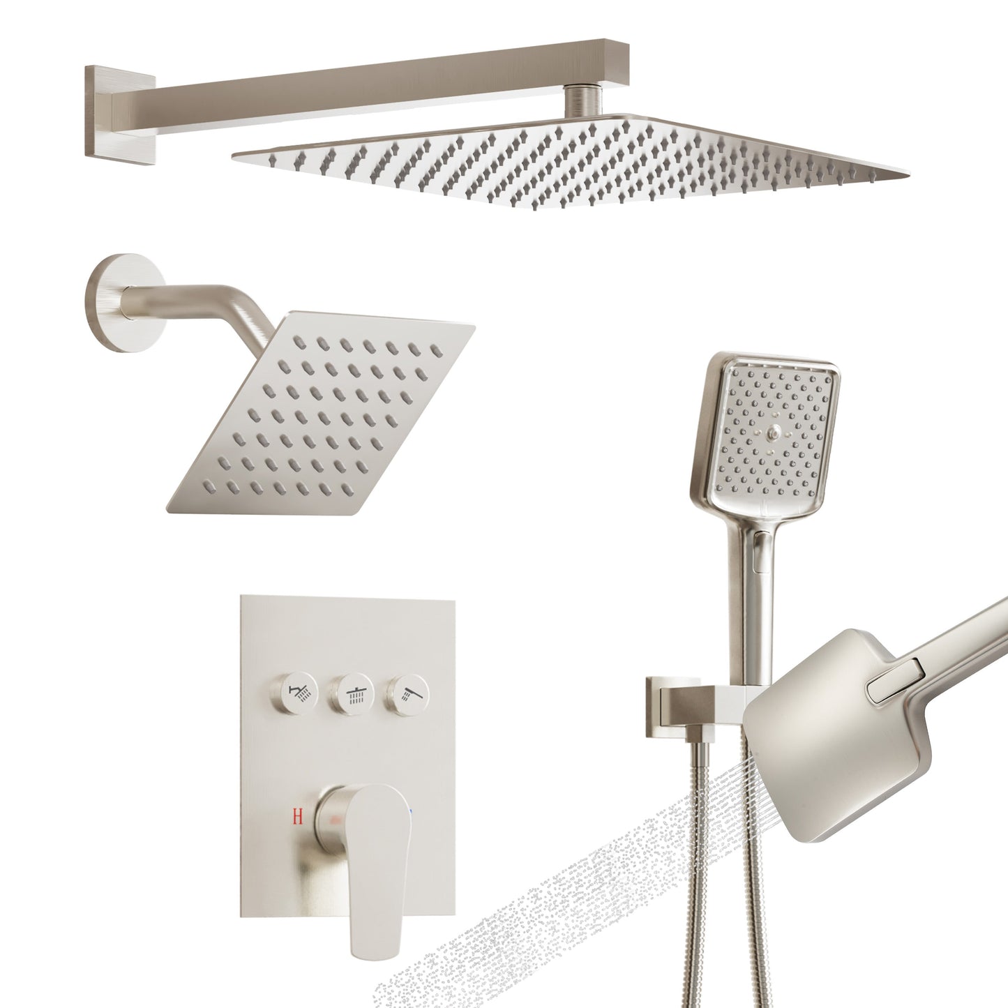 BR01025AJ12_PRNT Mondawe 3-Function Dual Shower Head Pressure-balanced Shower System with 4 Sprays Handheld