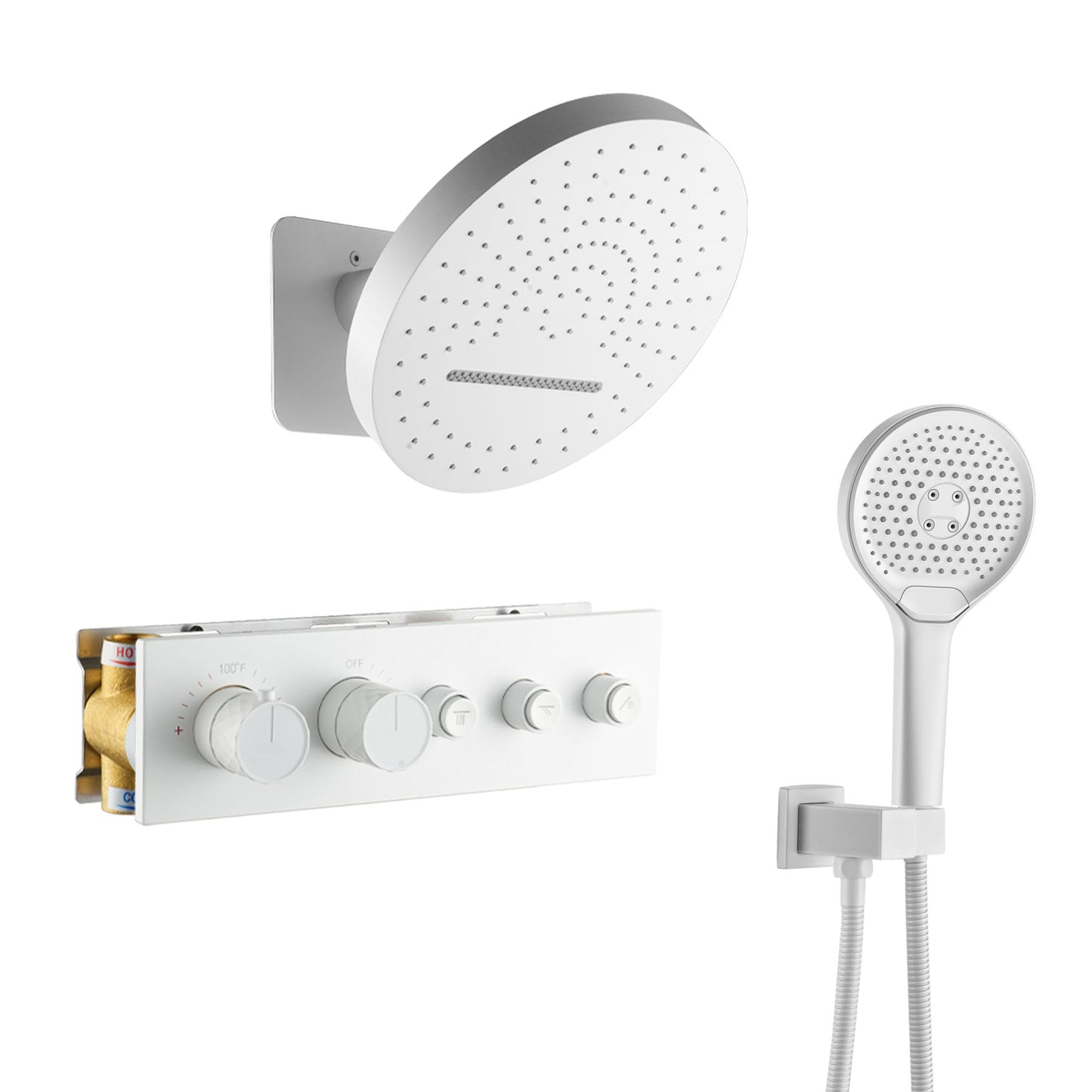 Mondawe 16Inch Ceiling Mounted Round Shower System Set with 3-Spray Modes