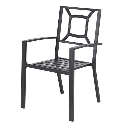 MONDAWE Patio Metal Dining Chair,outdoor Metal Dining Armchair in Black (Set of 2)