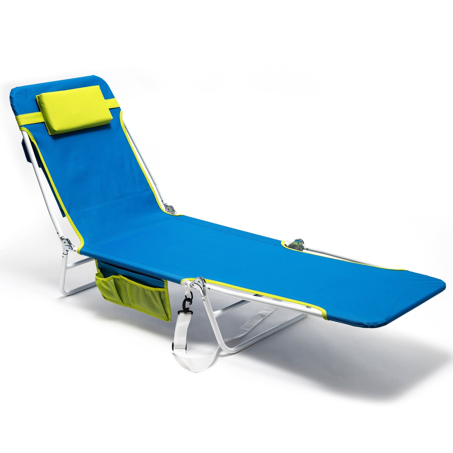 MONDAWE Metal Frame Outdoor Chairs Beach Lounge Chair with Footrest and Side Pocket