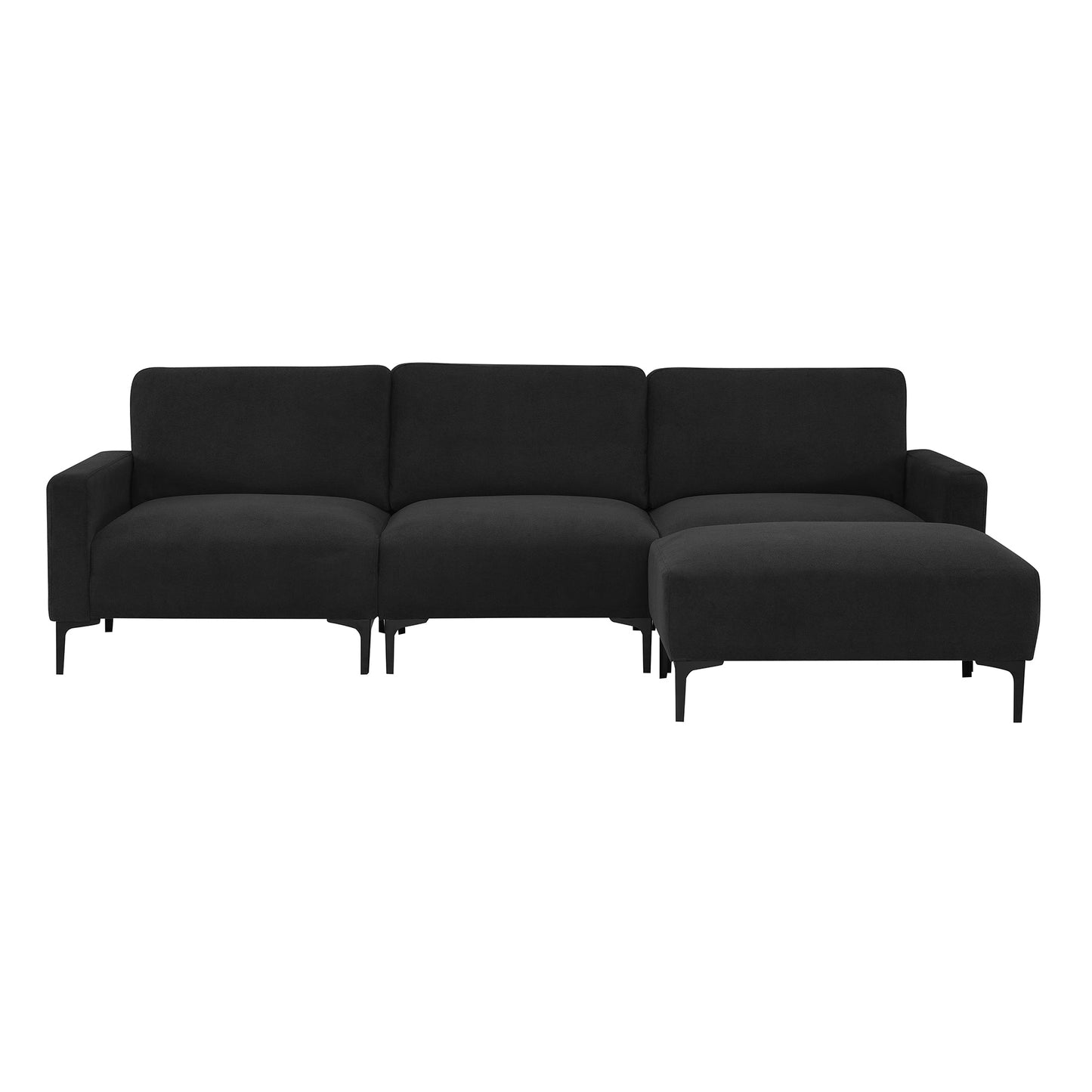 MONDAWE Modern L-shaped Sectional Sofa 4-seat Velvet Fabric Couch Set with Convertible Ottoman