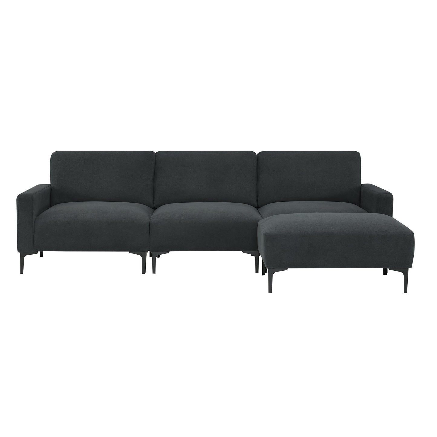 MONDAWE Modern L-shaped Sectional Sofa 4-seat Velvet Fabric Couch Set with Convertible Ottoman