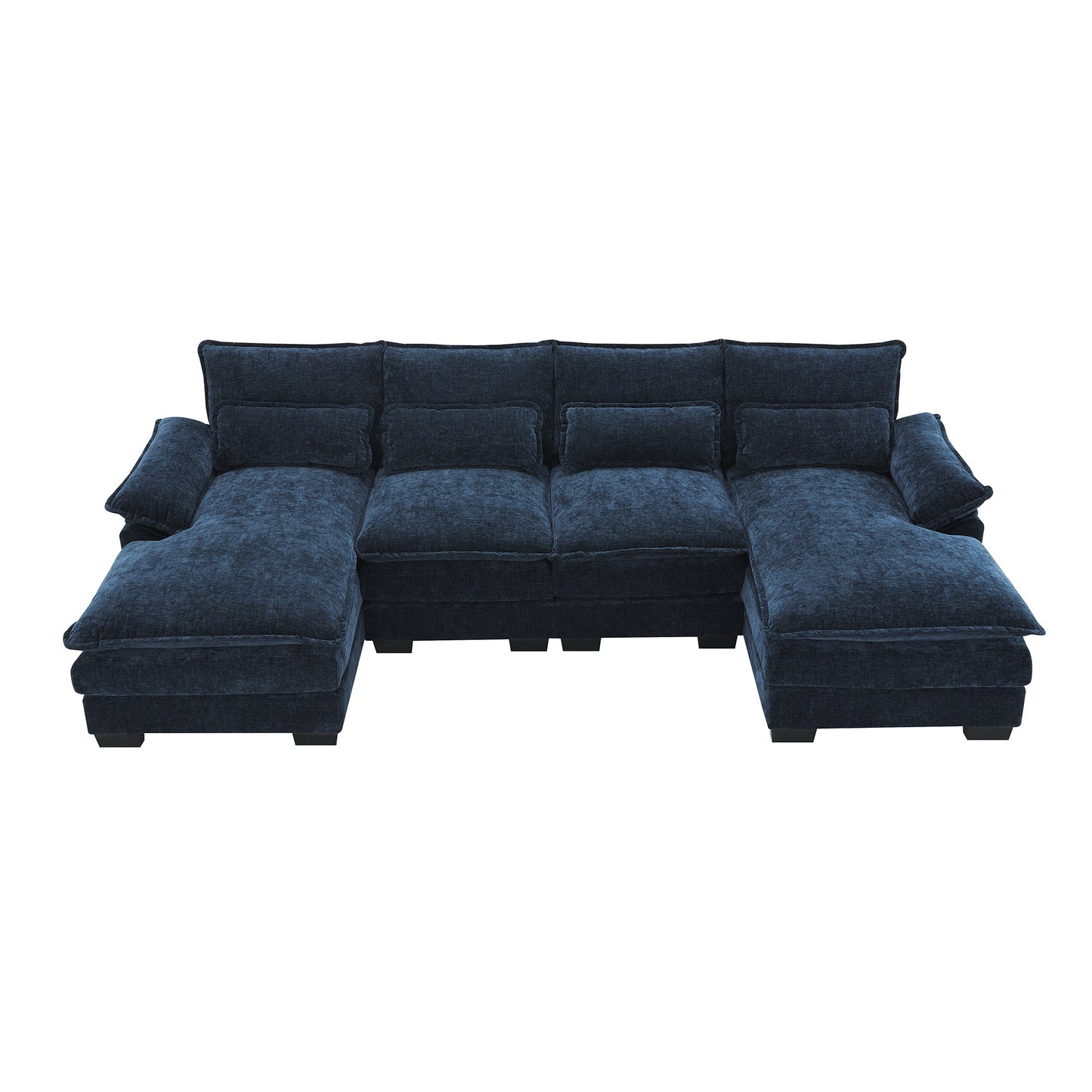 MONDAWE Modern U-shaped Sectional Sofa with Waist Pillows 6-seat Upholstered Symmetrical Sofa Furniture Sleeper Sofa Couch with Chaise Lounge