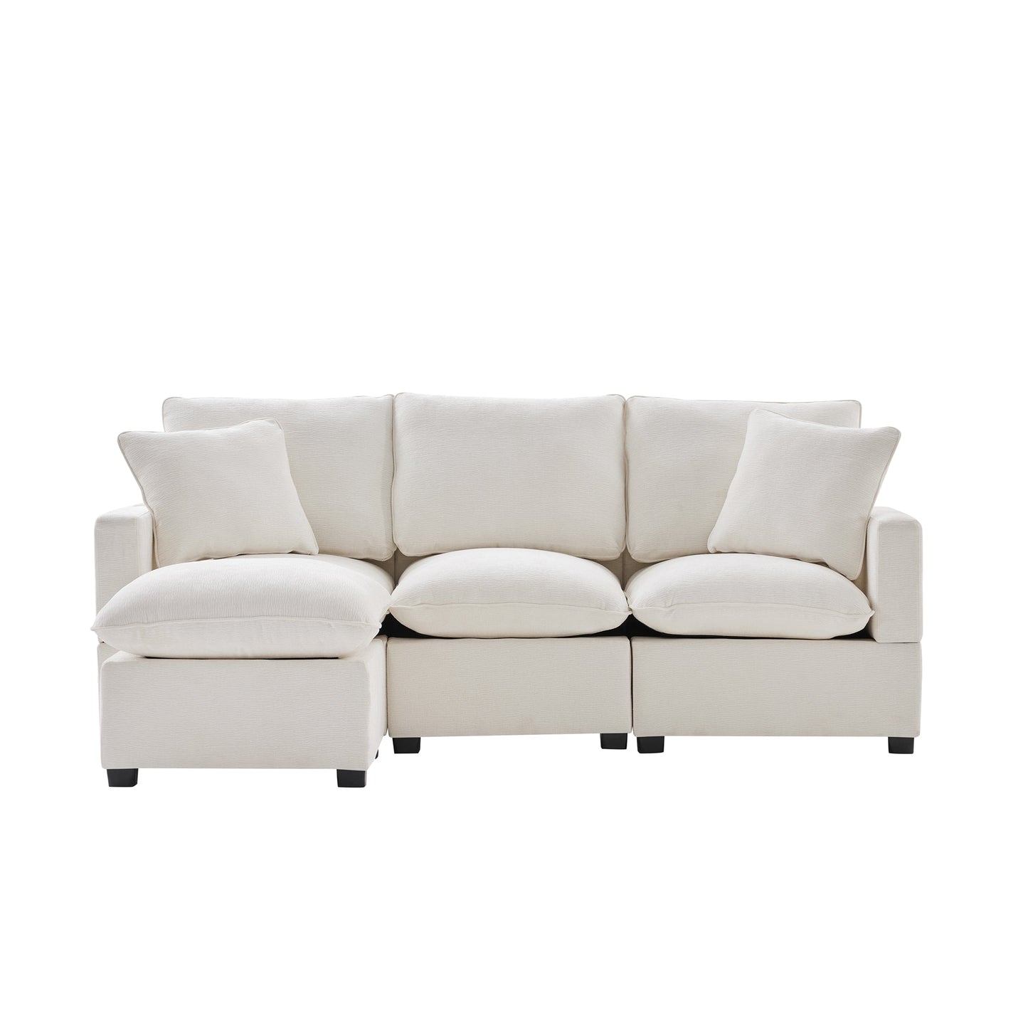 MONDAWE Modern Modular Sofa 4 Seat Chenille Sectional Couch Set with 2 Pillows Included