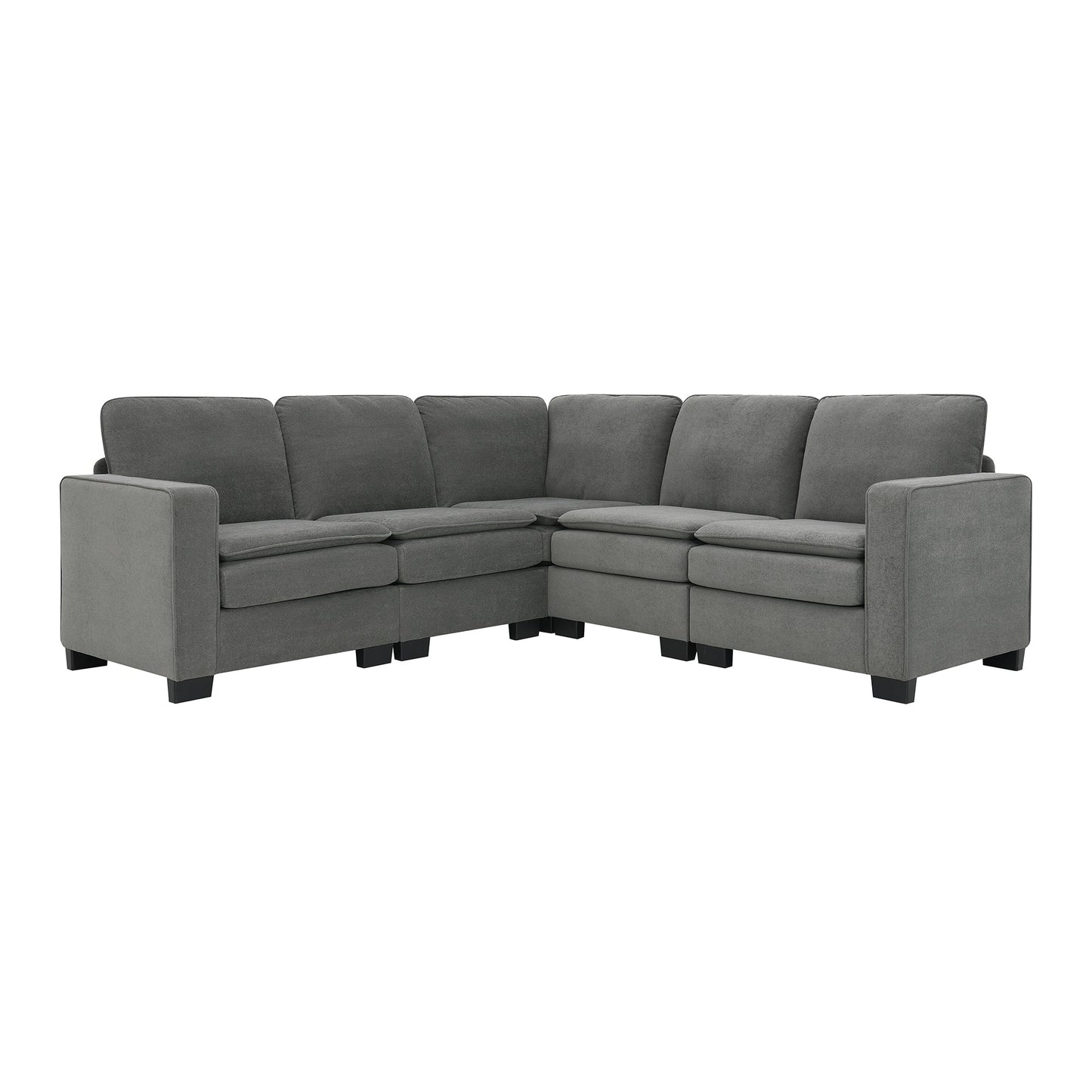 MONDAWE 5 seat Cloud Corner Couch Oversized Velvet Modern Sectional Sofa Large L Shaped Upholstered Indoor Furniture with Double Cushions