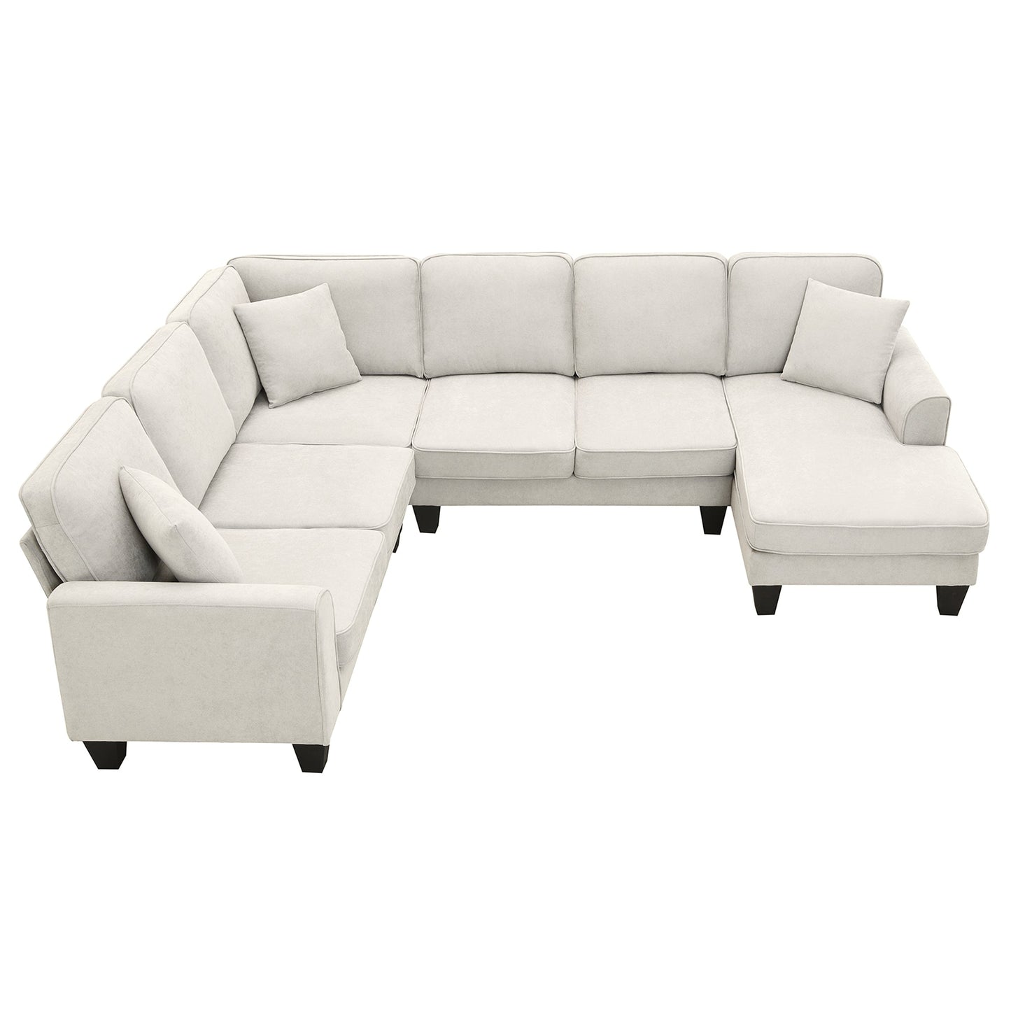 MONDAWE Modern U Shape Sectional Sofa 7 Seat Fabric Sectional Sofa Set with 3 Pillows Included