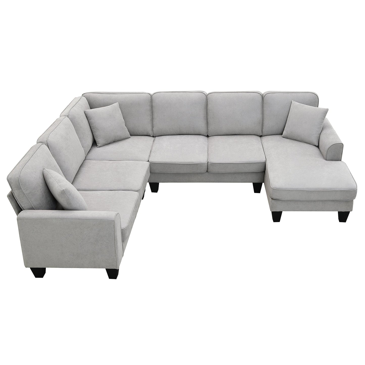 MONDAWE Modern U Shape Sectional Sofa 7 Seat Fabric Sectional Sofa Set with 3 Pillows Included