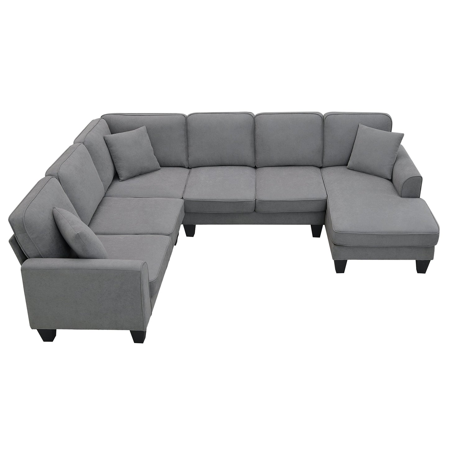 MONDAWE Modern U Shape Sectional Sofa 7 Seat Fabric Sectional Sofa Set with 3 Pillows Included