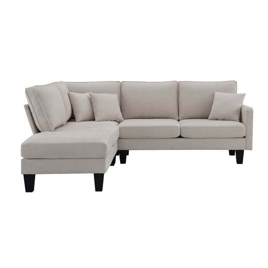 MONDAWE Terrycloth Modern Sectional Sofa 5-Seat L-Shape minimalist Indoor Furniture with 3 Pillows