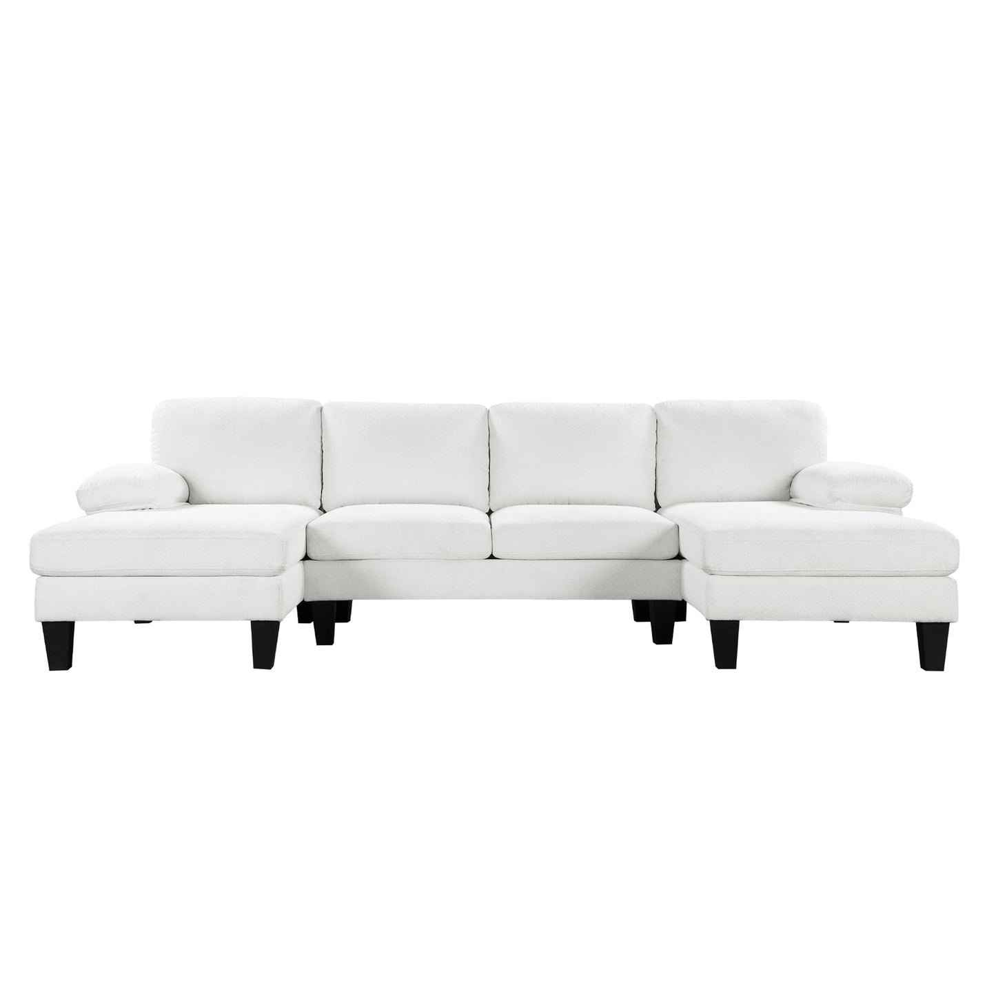 MONDAWE 6-Seat Granular Velvet Sofa U-Shaped Couch with Oversized Seat