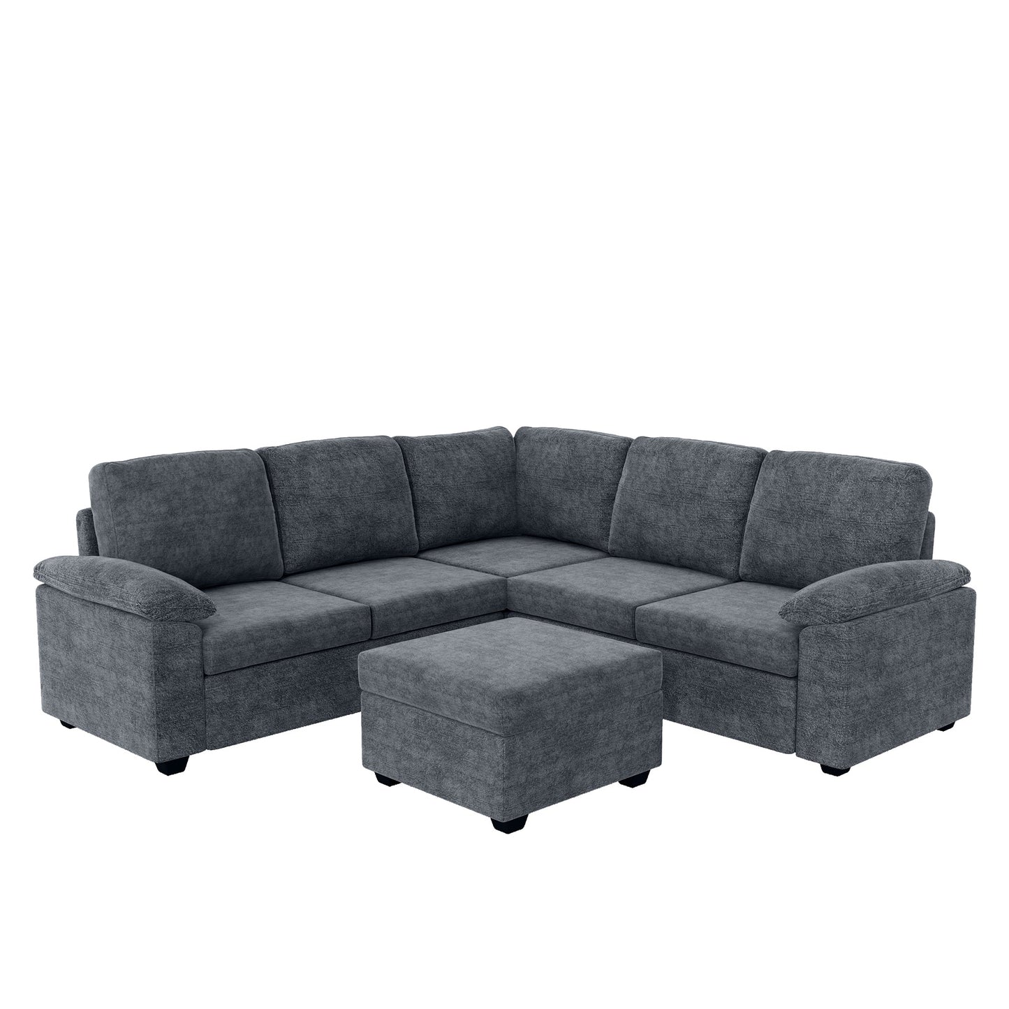 MONDAWE Modern Velvet Sectional Sofa Set,6 Seat Indoor Furniture Large L Shaped Upholstered Corner Couch with Ottoman