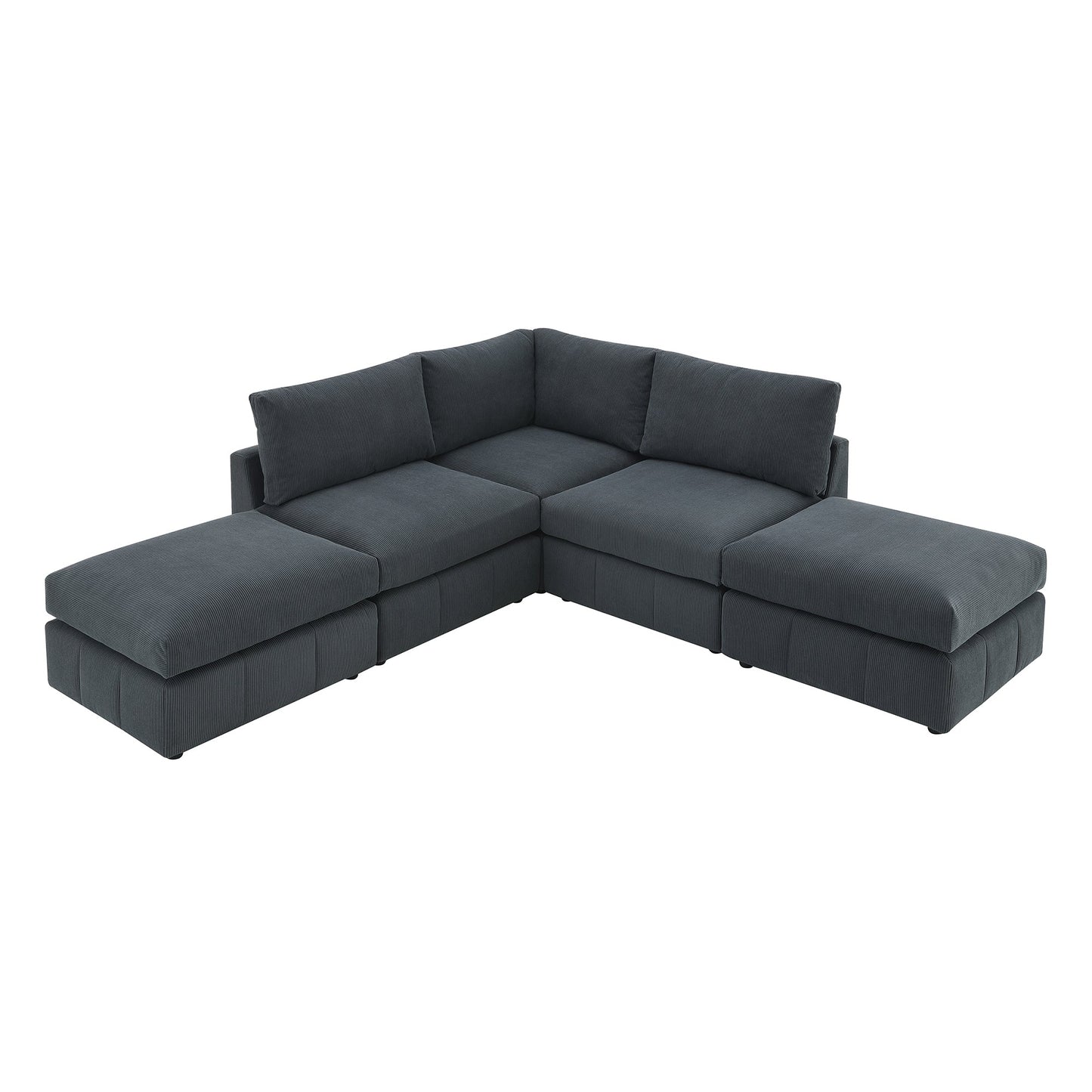 MONDAWE Modern Sectional Sofa with Vertical Stripes 5-Seat Armless Couch Set