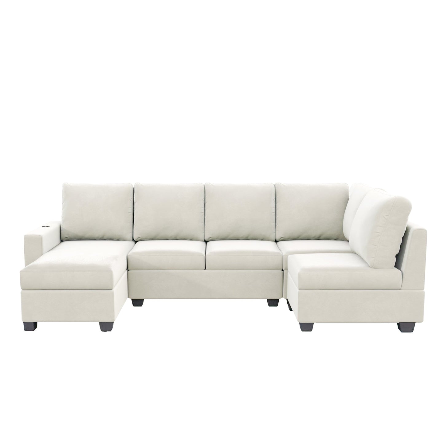 MONDAWE Modern L shape Sectional Sofa, 6-seat Velvet Fabric Couch with Convertible Chaise Lounge