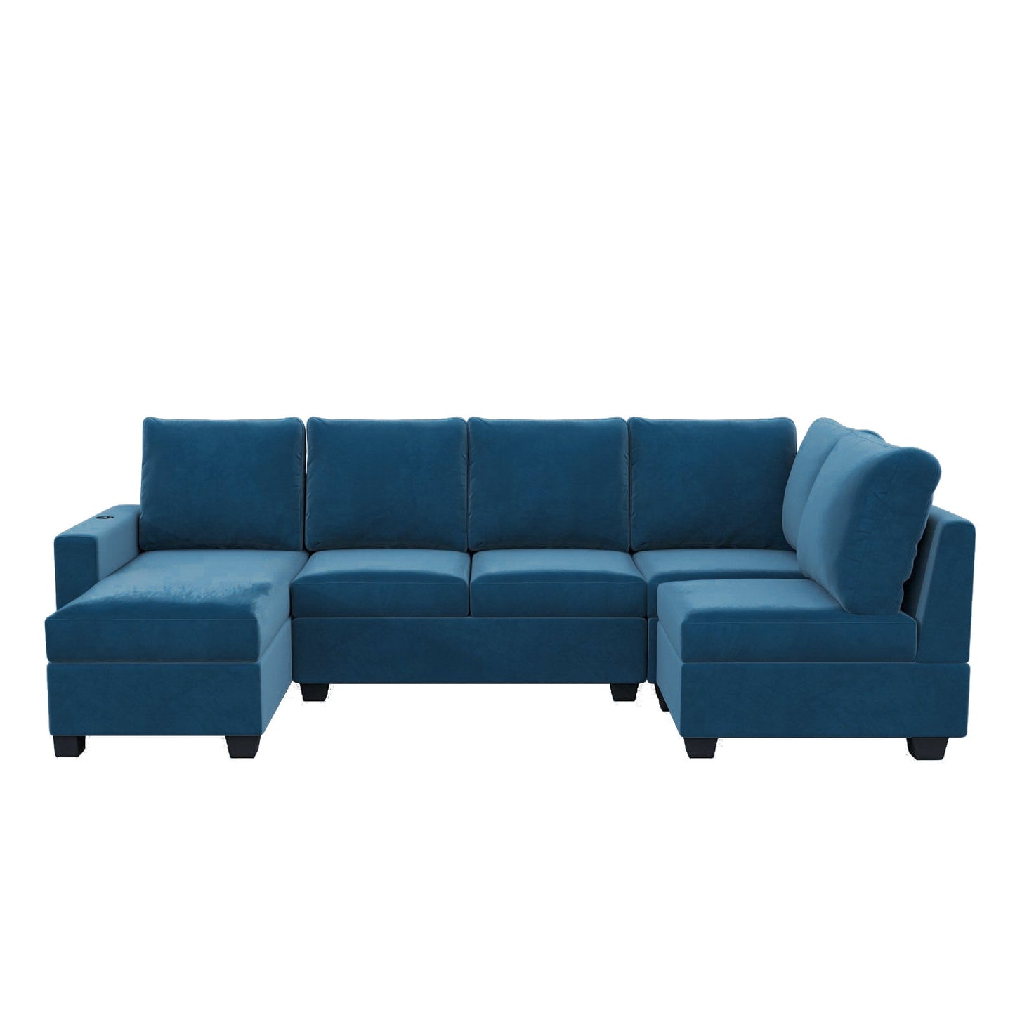 MONDAWE Modern L shape Sectional Sofa, 6-seat Velvet Fabric Couch with Convertible Chaise Lounge