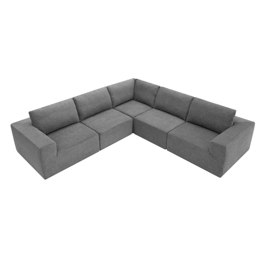 MONDAWE Modular 5 Pieces Free Combination L Shaped Sectional Sofa Foam-Filled Sleeper Sofa Bed